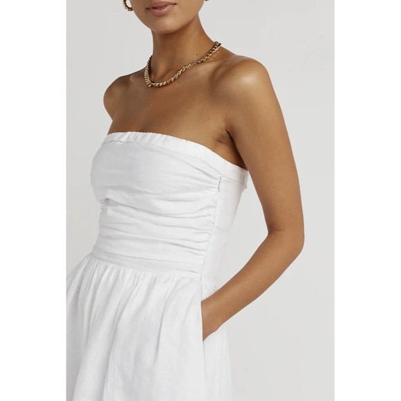 DISSH NEW Lexi White Linen Midi Dress Size US 12 AU 16 - Picture 6 of 16